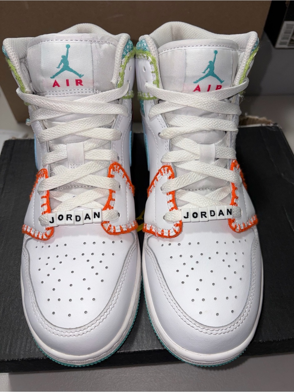 Nike Air Jordan 1 Mid SE GS DIY White Washed Teal Rush Pink DM6218-100